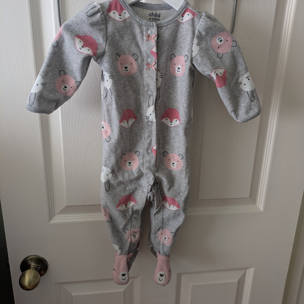 Child of Mine Gray and Pink Bear One Piece